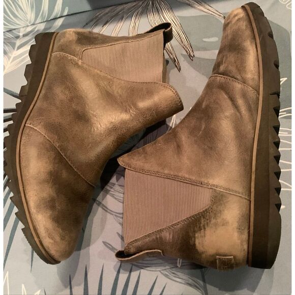 Sorel Harlow Gray Leather Chelsea Pull On Ankle Boots sz 10 - Picture 7 of 9